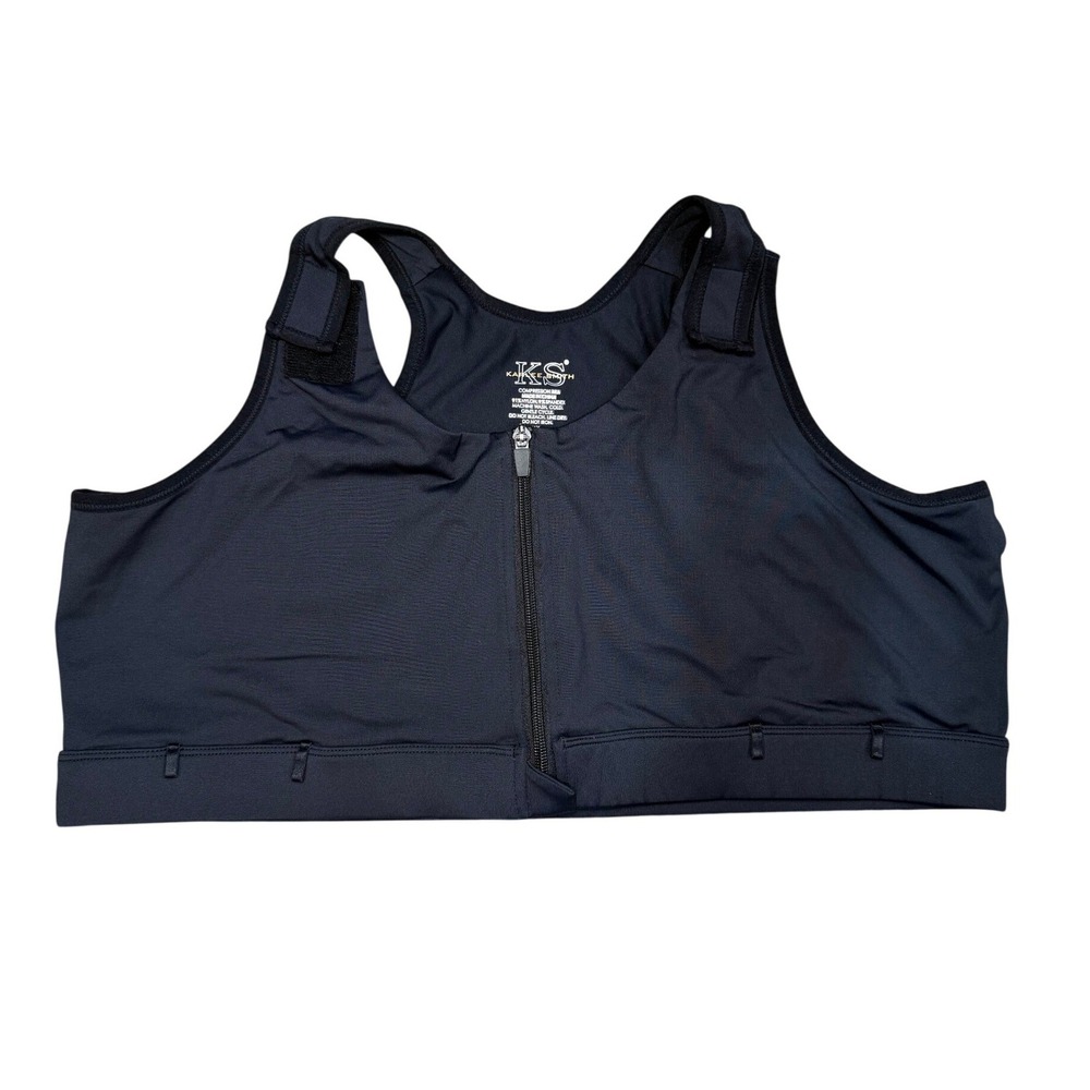 Karlee Smith Mastectomy Bra XXL‎ Front Zip Post Surgical Compression Black